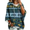 Women's Fashion Christmas Print Hooded Pullover Top, 3/4 Sleeve Casual Tunic