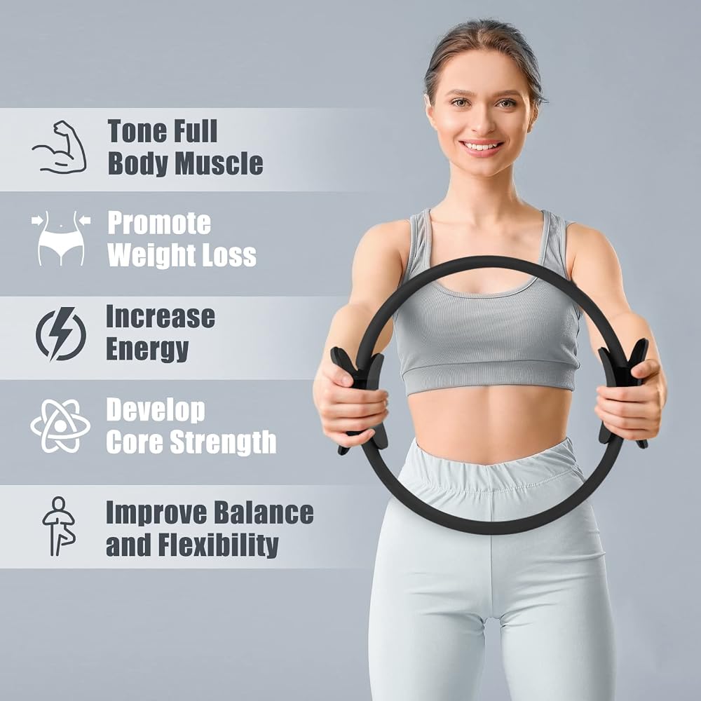 RITFIT Pilates Ring Aerobic Exercise Toning Weight Loss Strength Training Unisex Black