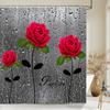 Beautiful Flower Butterfly Art Fabric Shower Curtain,Rose Decor Bathroom Shower Curtains with Hooks,Waterproof Bathroom Curtains