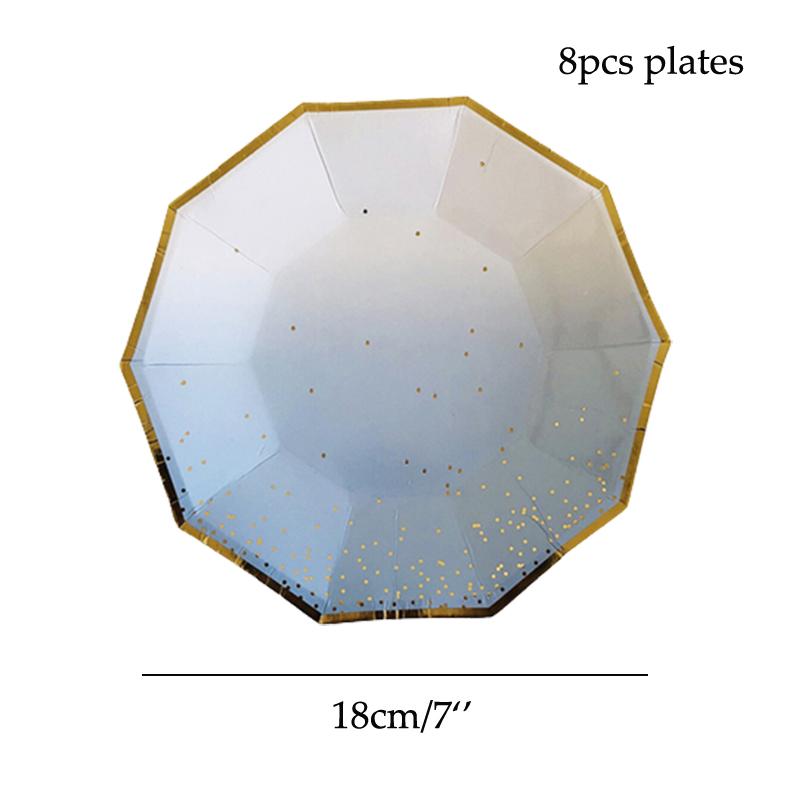 Party Teller Rosa Regenbogen Goldpunkt Speiseteller/Becher/Strohhalme/Serviettenteller Party Geburtstag Hochzeitsfeier Event Tischgeschirr Dekoration