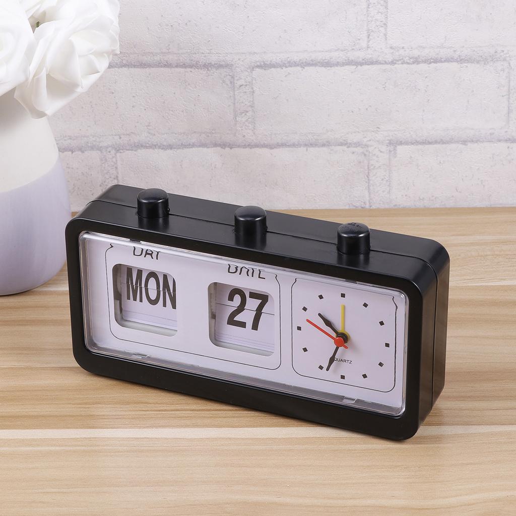 Home Use Manual Date Week Time Display Clock Accurate Timekeeping Simple Design for Bedroom Desk Living Room Office White
