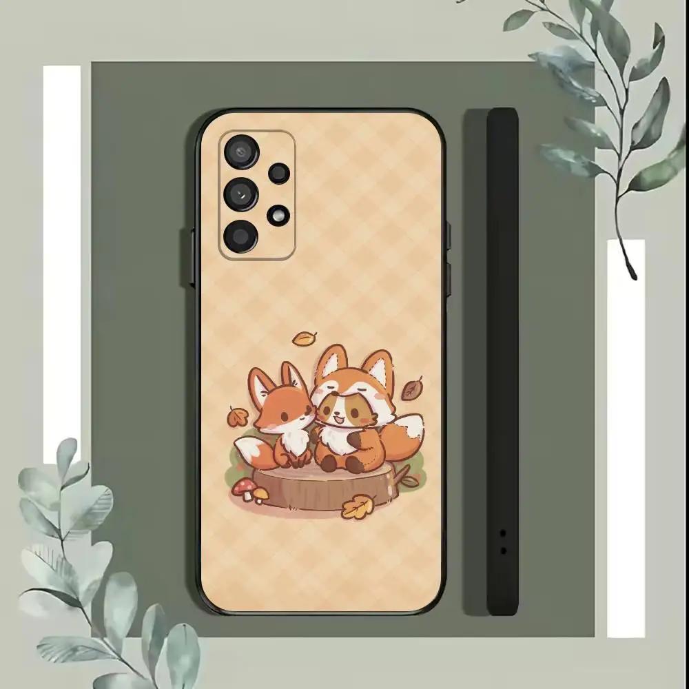 Handyhülle mit Cartoon-Tieren (Bär, Fuchs) für Samsung S25, S24, S21, S22, S23, S30, Ultra, S20, Plus, Fe, Lite, 5G (Schwarz)