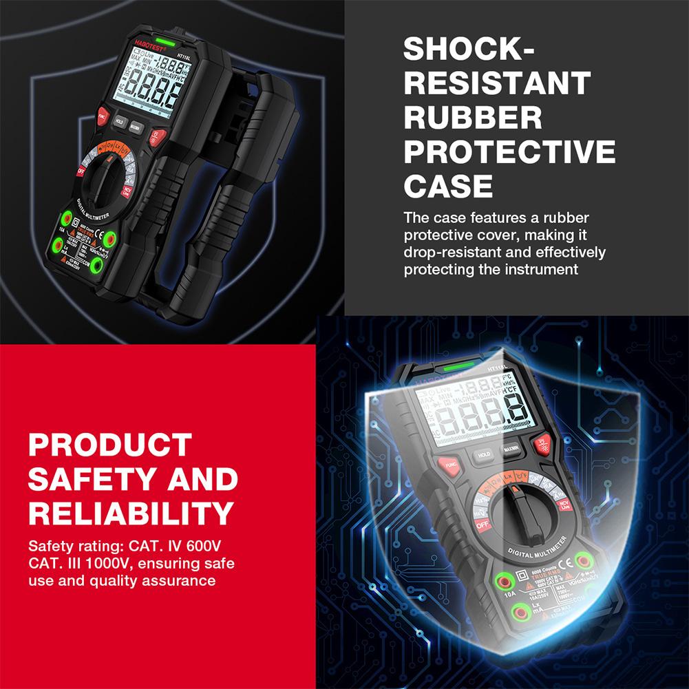 Digital Multimeter 6000 Counts DC/AC Ammeter Voltmeter Non Contact Voltage Detector LCD Voltage Current Tester Electrician Tools