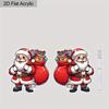 2D Flat Christmas Festival Colorful Cartoon Santa Painting Earring Claus for Christmas Jewelry for Women Female