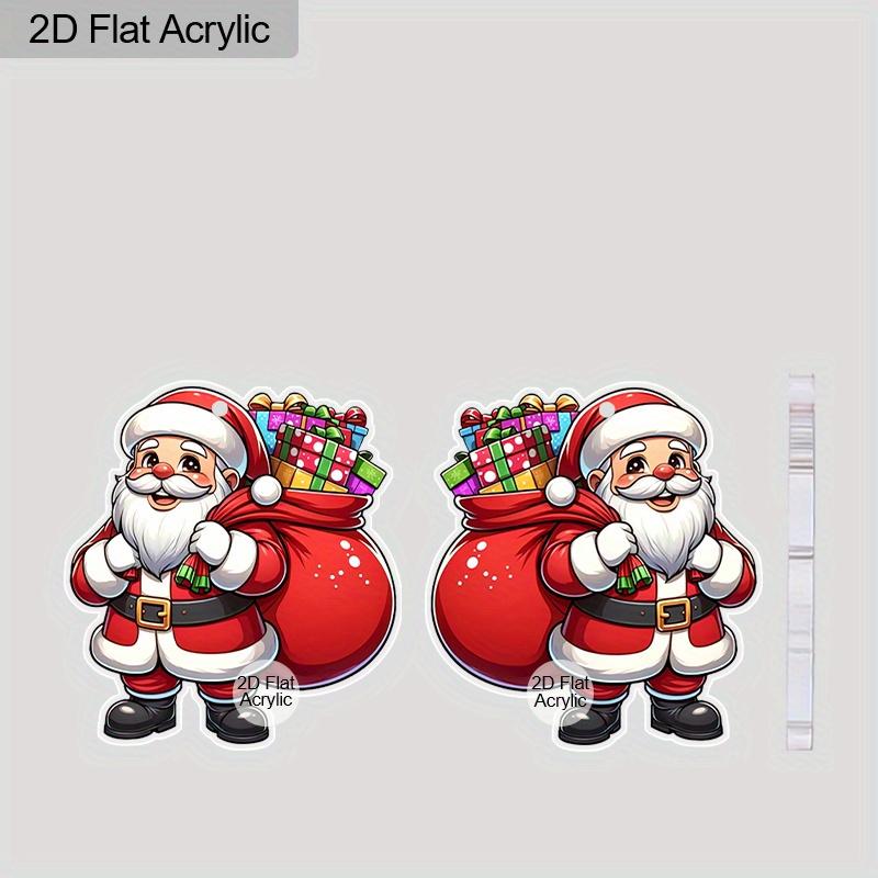 2D Flat Christmas Festival Colorful Cartoon Santa Painting Earring Claus for Christmas Jewelry for Women Female