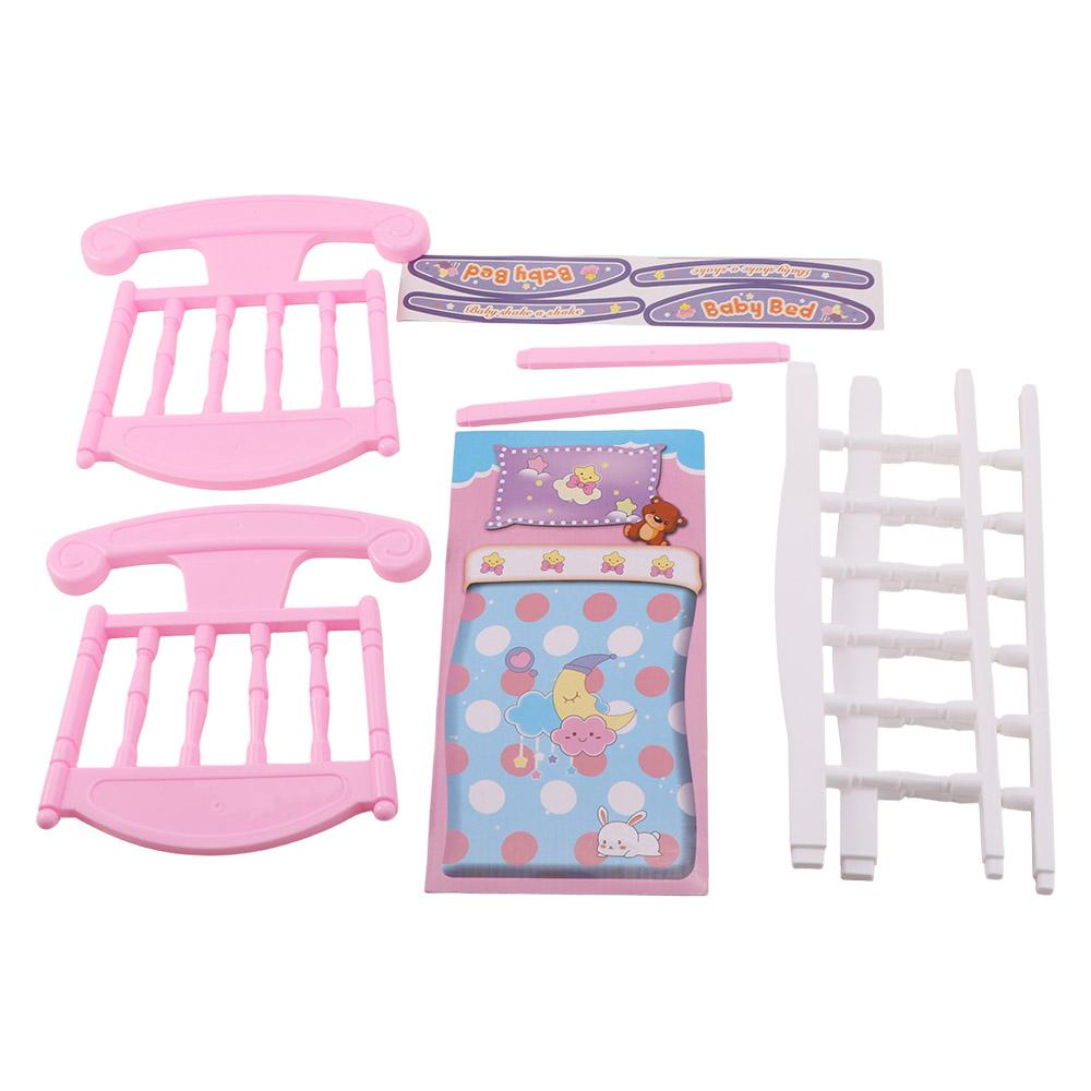 Furniture Toys Baby Bed Cradle Pretend Play Doll Rocking Crib Baby Doll Rocking Bed  Girls Gift