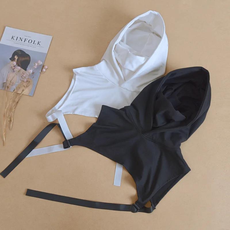 Schwarz Weiß Falscher Kragen Hut für Damen Herren Hoch Kapuzenpullover Mantel Warm Unisex Hut Kragen Herbst Winter Hemd Falscher Kragen