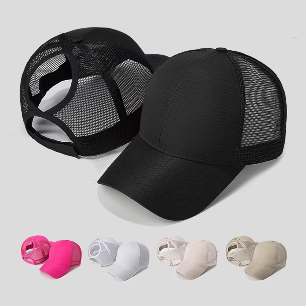 Hollow Out Back Ponytail Hats Breathable Mesh Visor Hat Mesh Baseball Caps for Women and Men