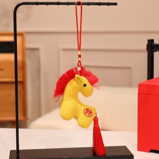 Year of The Horse Mascot Cartoon Horse Keychain Handmade Fluffy Pony Bags Charm Chinese Zodiac Inspired Ornament