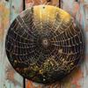 Sparkling Spider Web Metal Wall Art Halloween Decor for Home Garage Cat Cafe