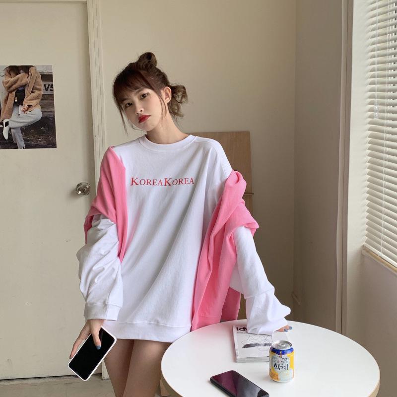 Dame Lyseblå Retro Street Style Koreansk Løs Genser