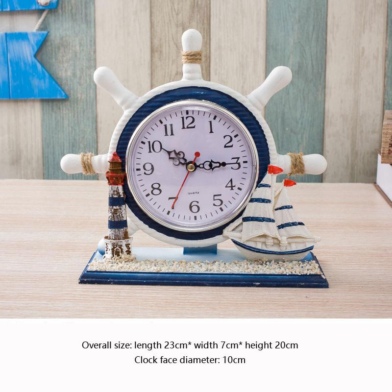 Mediterranean Style Desktop Clock Ornaments European Living Room Bedroom Bedside Desk Clock Office Desktop Home Creative Clock