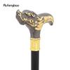 Golden Black Dragon Head Walking Cane Fashion Decorative Steel Stick Gentleman Elegant Cosplay Cane Knob Crosier Cane 93cm