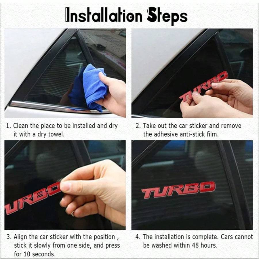 Metal Car Sticker Badge, Adhesive Car Decal Rear Badge Available In Silver/Black/Red