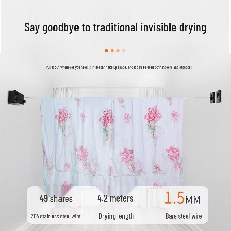 Invisible Retractable Clothesline: Wall-Mounted Stainless Steel Rope Rack for Indoor Drying