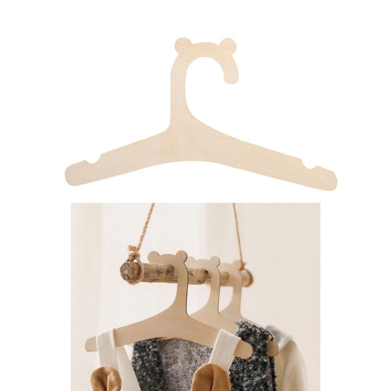 5Pcs Children Wood Clothes Hanger Household Organization Hanging Rack for Home Bedroom Toddler Girls Boys Pants Storag