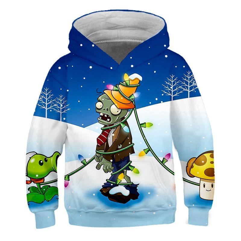 

2024 Осенняя толстовка Plants vs Zombies Series Автономный игровой узор Pea Shooter Potato Mine Цифровая печать Повседневная куртка 140
