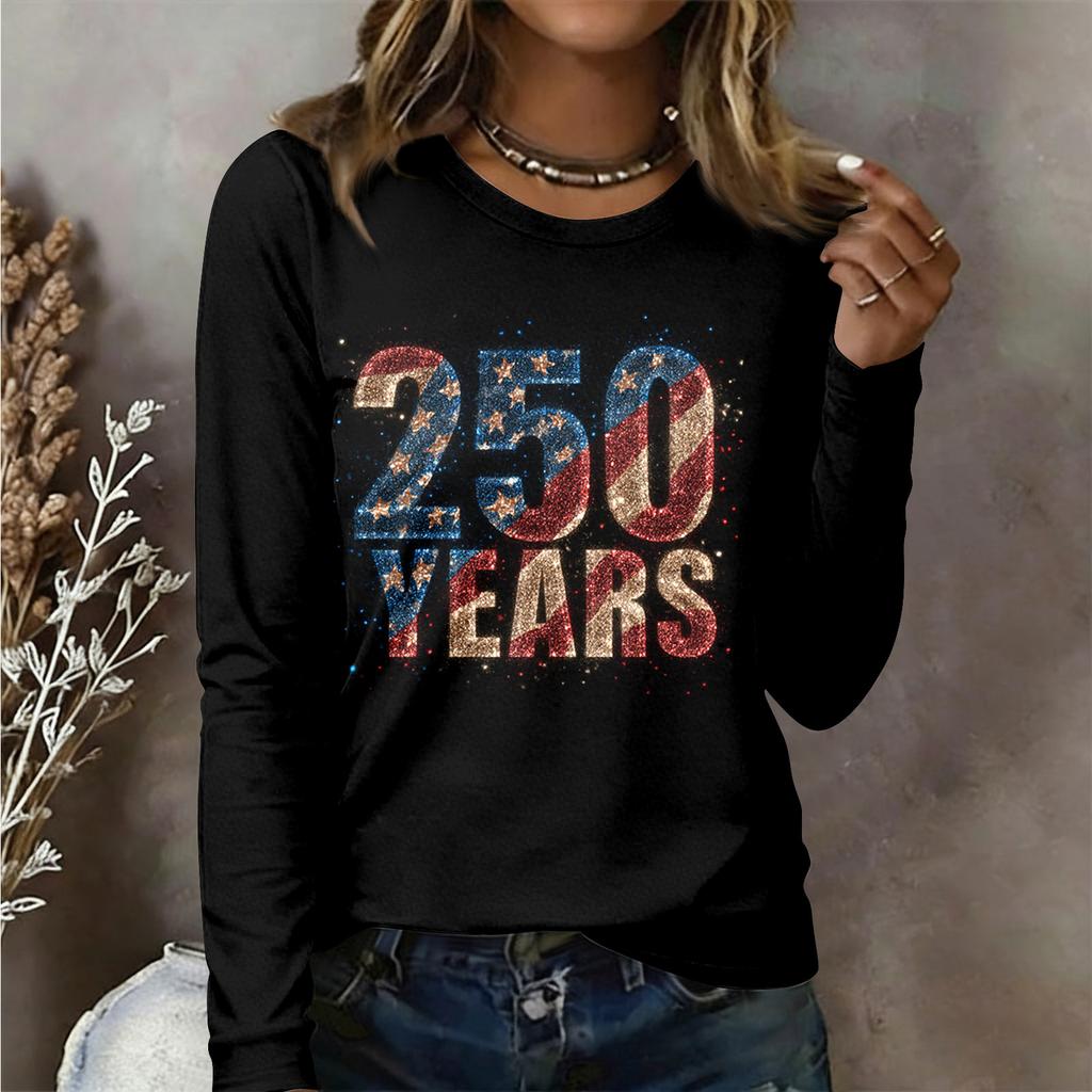 Damen Langarmshirt Damen Lässiges Rundhals Langarm Bedrucktes Oberteil