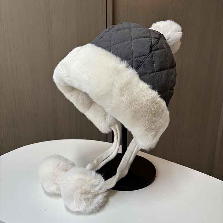 Hat Women'S Winter Thickened Warm Lei Feng Hat Plush Ear Protector Hat Casual Versatile Northern Cold-Proof Down Ski Hat