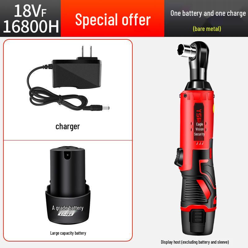 

Rechargeable 16.8V Lithium Battery Electric Ratchet Wrench, 90° Angle