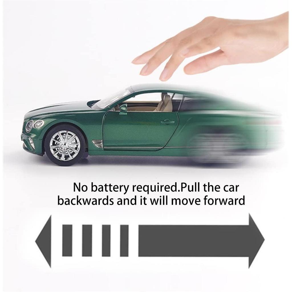 1/24 Scale Bentley Continental GT Diecast Car Model Toy, Pull Back Toy Vehicle with Sound and Light for Kids Toddler Boys Girls Gift Collection