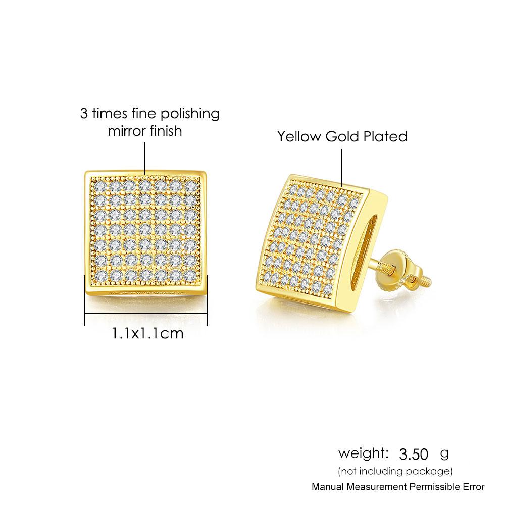 Stud Earrings with Zircon for Men Gold Color Punk Hip Hop Piercing Cartilage Earring Retro Trend  Fashion Women's Jewelry OHE047