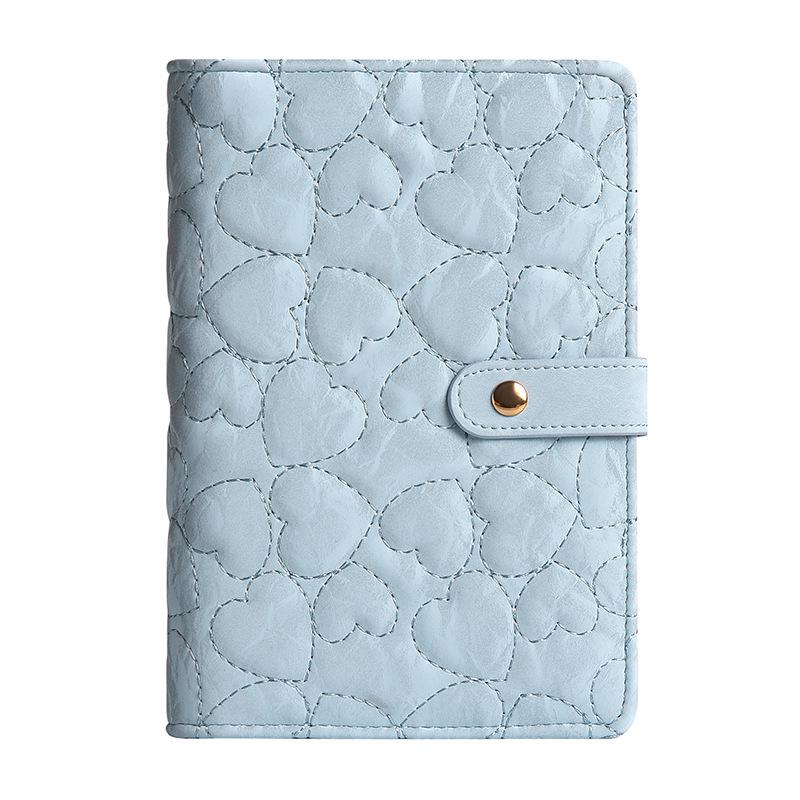 3D Heart Pattern A6 Loose-Leaf Notebook with PU Cover