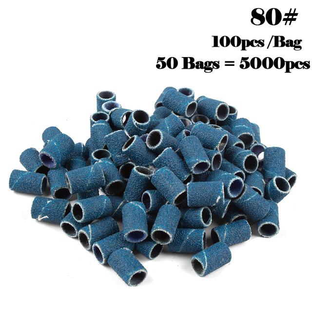 5000pcs Nail Art Sanding Bands 80# 120# 180# 240 Grinder Band for Manicure Drill Machine Removing Gel Varnish Pedicure