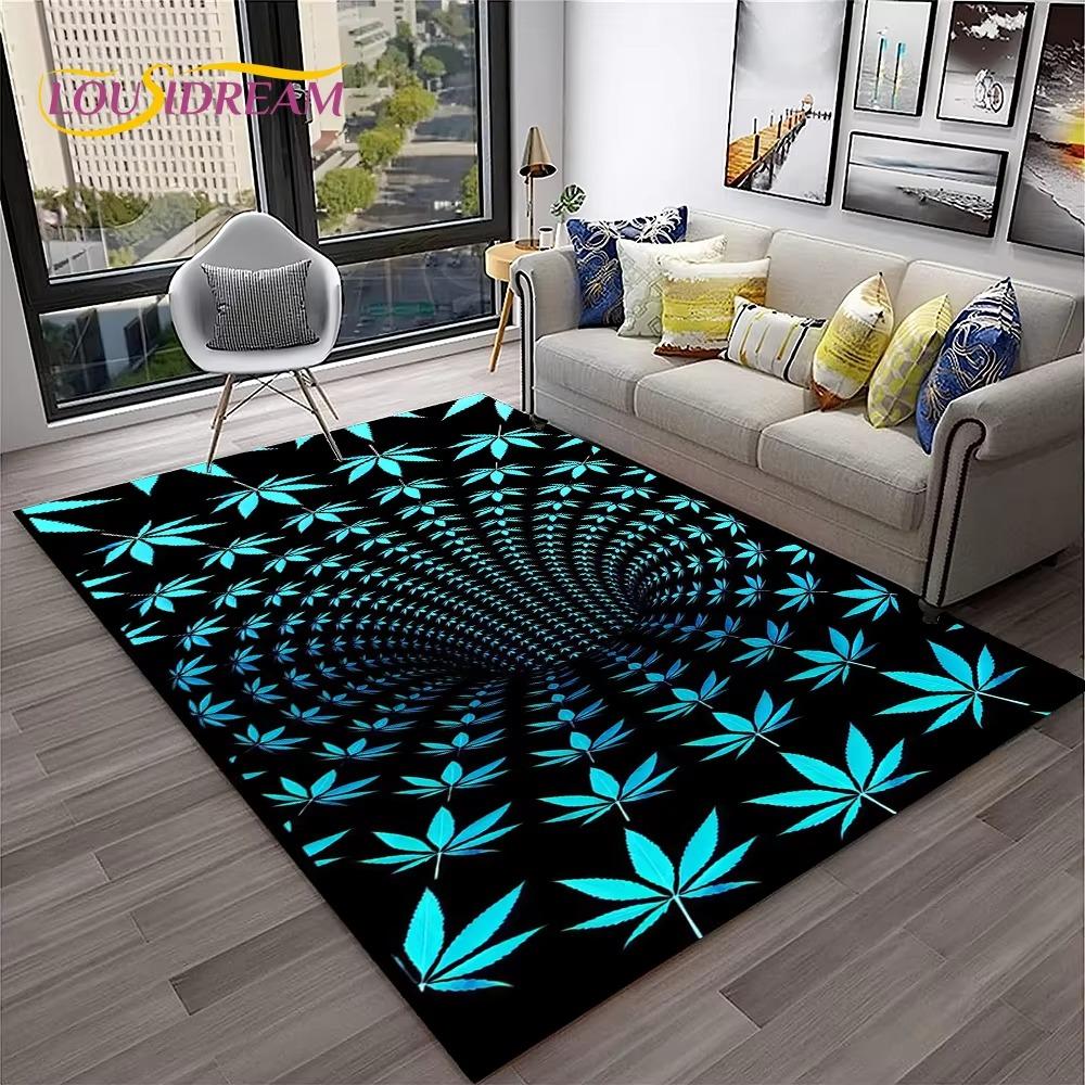 Weed Plants Maple Leaf Carpet Rug for Home Living Room Bedroom Sofa Playroom Doormat Kitchen Decor Area Rug Non-slip Floor Mat