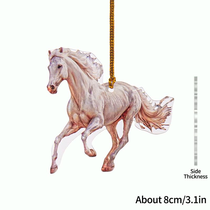 2D Acrylic Horse Pendant Christmas Tree Ornament New Year Decoration Navidad Party Decoration Xmas Ornament Charms Supplies
