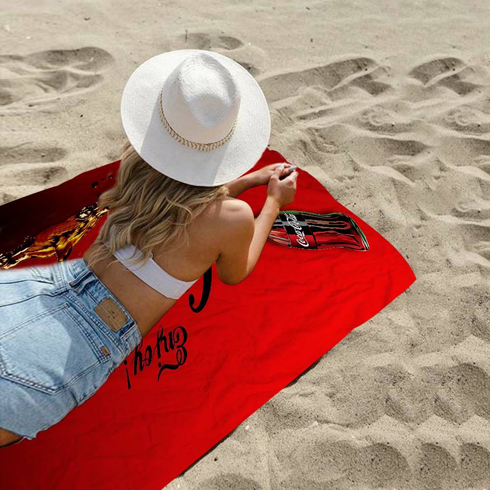 C-Coca C-Cola Bath Towel Microfiber Soft Water Absorbing Breathable For Girl Kids Decorative Cartoon Beach Towel
