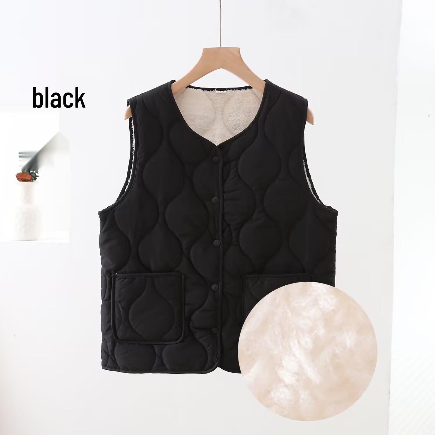

Women s Quilted Fleece-Lined Vest - Thick Warm Sleeveless Jacket for Middle-Aged & Elderly 2XL