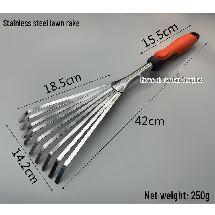 Stainless Steel Fine-Toothed Garden Rake for Soil Loosening and Flower Care No