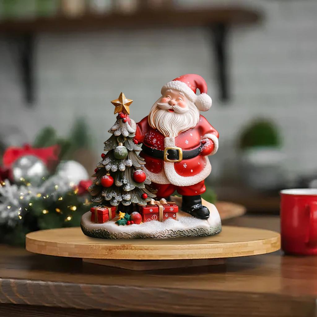 Santa Figurines Resin Santa Sculpture Festive Santa Decoration Christmas Tree Santa Sculpture Ornaments Decor Holiday Decor
