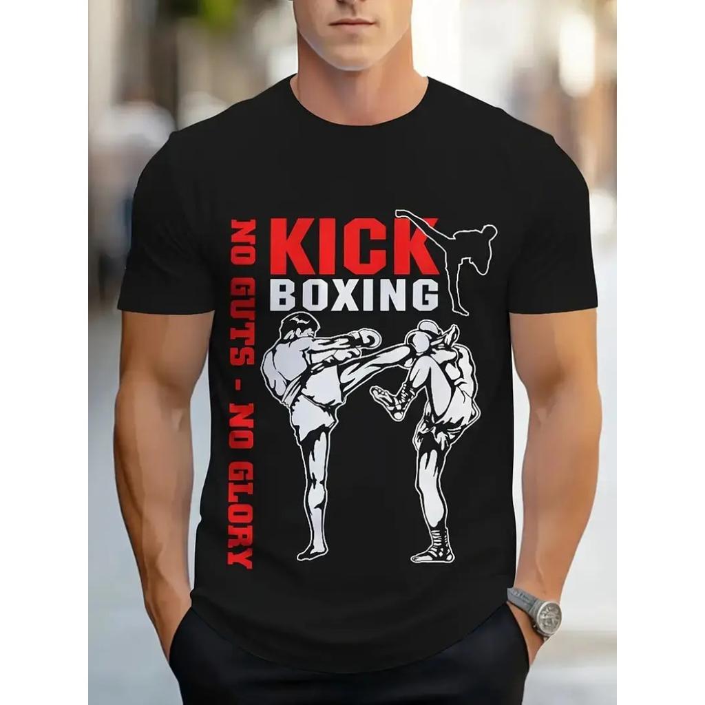 Camisetas de Verano de Cuello Redondo con Estampado 3D de Kickboxing Artes Marciales, Camisetas de Hombre Casuales de Moda de Manga Corta