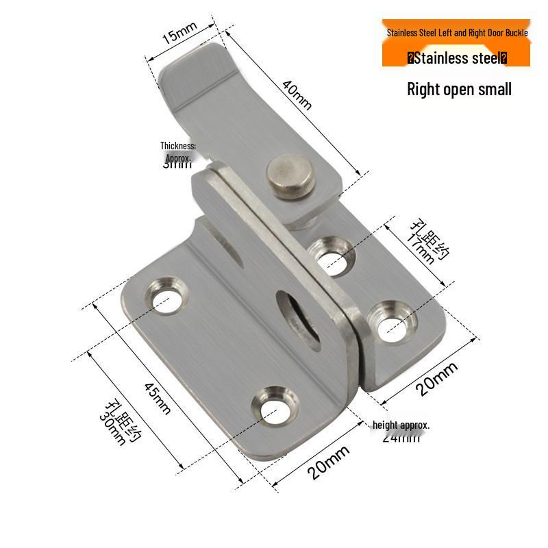 No-Drill Sliding Door Lock Bolt Anti-theft Clasp for Bathroom and Room Doors