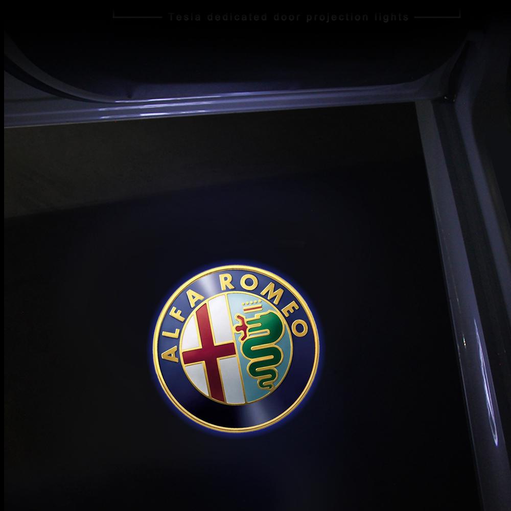 2PCS Car HD Projector Lamp Car Door Wireless Welcome Light LED Decoration Auto Accessories For Alfa Romeo Giulietta Stelvio 2017 zl6