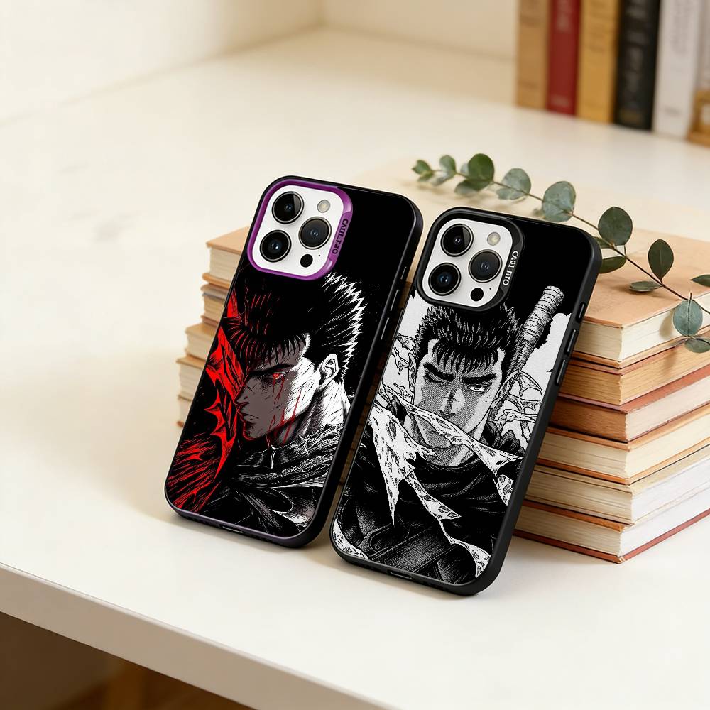 Anime Berserk Guts Phone Case For iPhone 17,16,15,14,13,12,11 Plus,Pro Max,XS,Colorful Silver Phone case Funda Cover