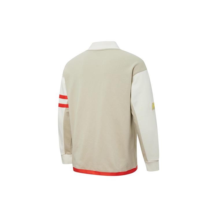 Puma Mix Badge Long Knitwear Unisex Ecru V Neck Moderate Cardigan 537004-64