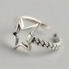 New Simple Personality Irregular Five-pointed Star 925 Sterling Silver Jewelry Hollow Star Lock Chain Opening Rings TYB483