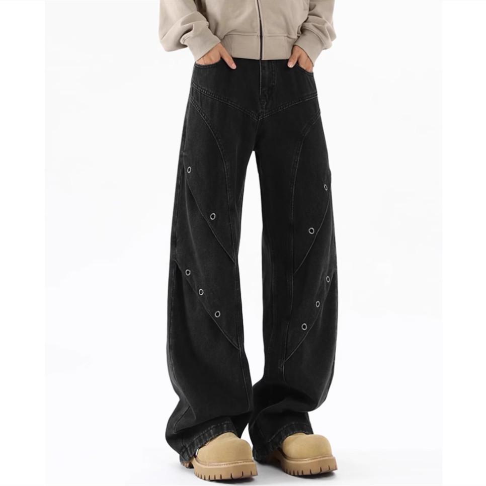 American Retro Design Jeans Men's Spring and Summer New High Street Ruffian Handsome Trend Versatile Loose Tooling Wide-leg Pants
