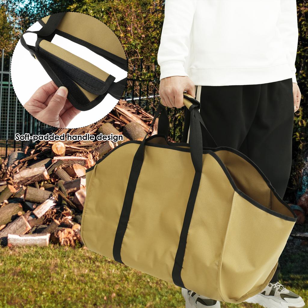 Firewood Carrier Storage Bag Large Capacity Oxford Cloth Scratch-resistant Wood Log Carrier Tote Bag Outdoor Firewood Organizer