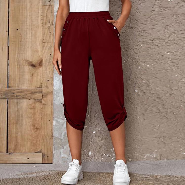 Summer 2023 Hot-Selling Women's Fashion Casual Elastic Crop Pants