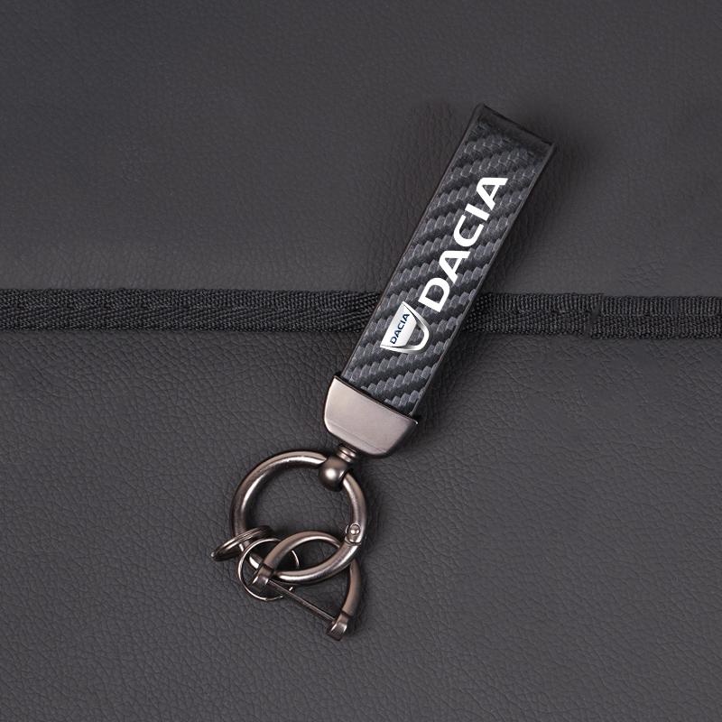 Carbon Fiber Leather Keyrings Car Keychain Accessories For Dacia Duster Logan Sandero Stepway Dokker Lodgy MCV 2019 Spring