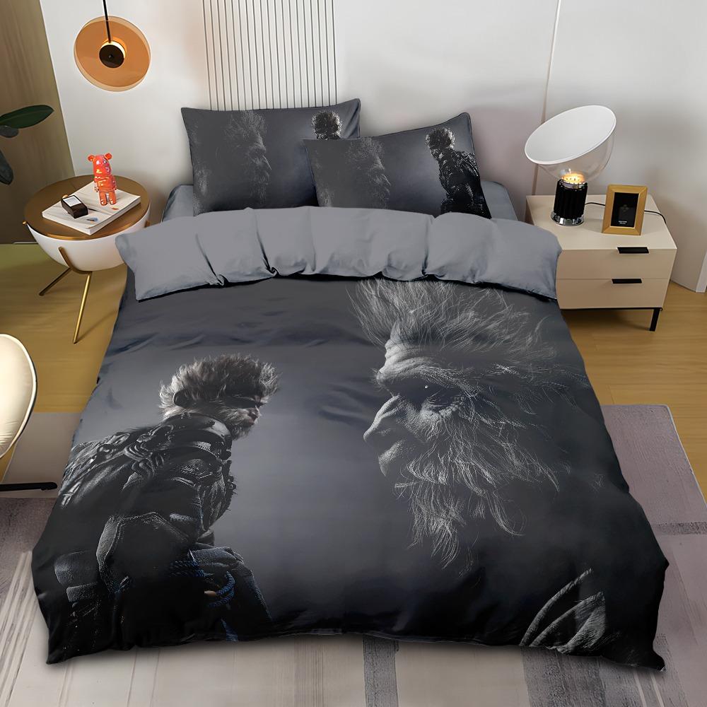 Black Monkey Game 2/3 Piece Bedroom set,Children'sGift Teenagers Adulte Microfibre Double Bed Duvet Cover with Zip Room Decor