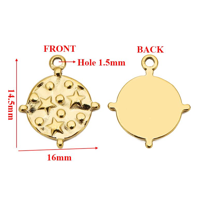 5pcs Stainless Steel Heart Charms Star Moon Pendants for DIY Women Fashion Jewelry Sweater Chains Necklaces Findings Supplies