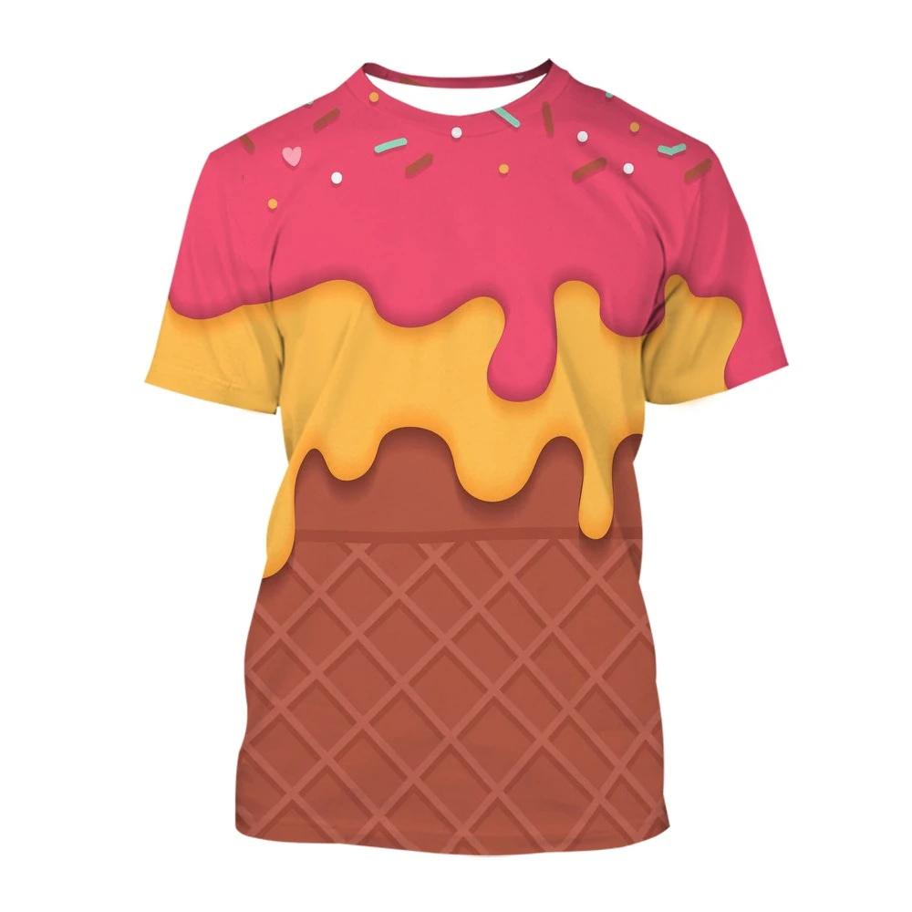 Fashion Ice Cream T-Shirts Summer Novelty Children's T-Shirt Boy Girl Clothes from 5 to 6 Years Tops Round Neck Girls Clothing