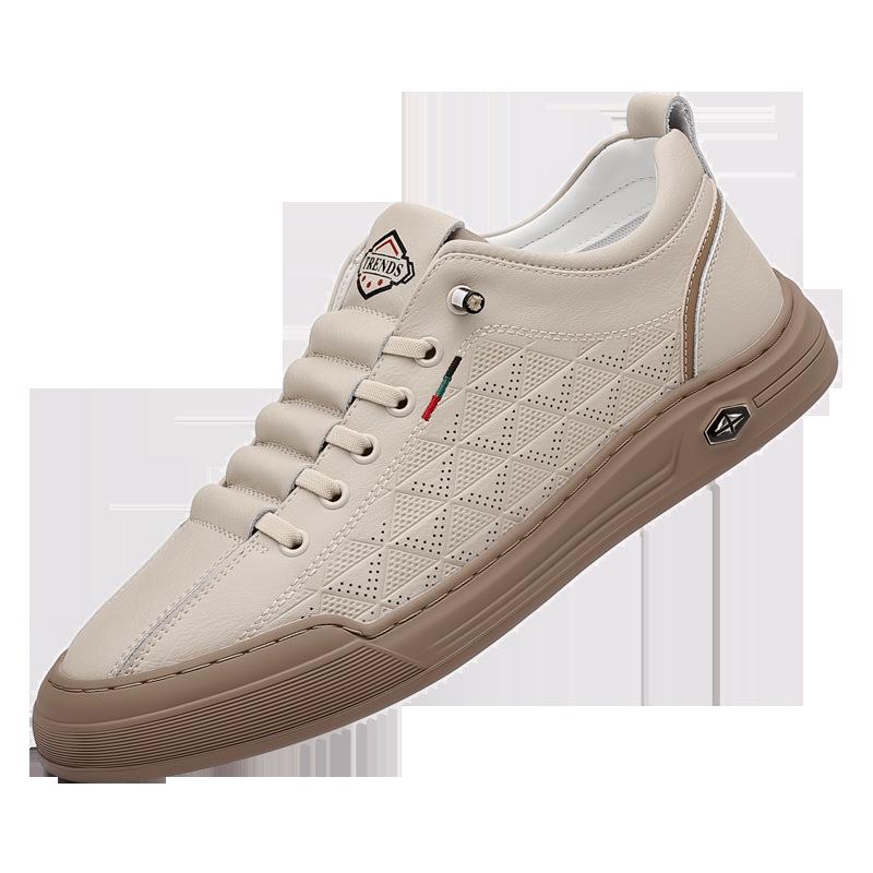 

Мужские летние туфли из коровьей кожи, корейская версия, универсальные, дышащие, трендовые, без шнурков, спортивная мужская повседневная обувь 38