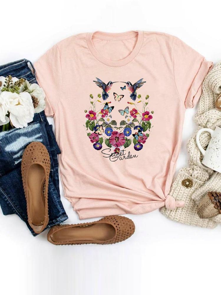 Short Sleeve Moon Vintage Lovely Style Fashion Summer Women Print T Shirt Female Casual Top Tshirts Cartoon Graphic Tee T-Shirt