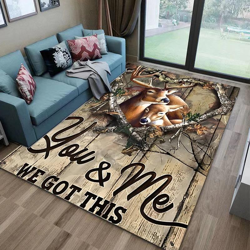 1PC Flag Deer Pattern Rug Carpet for Living Room Bathroom Mat Creative Doormat Carpet for Bedroom Home Decor